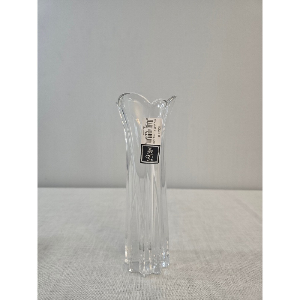 Mikasa Icicles Bud Vase Clear Crystal SN 047/620 8.25" NIB